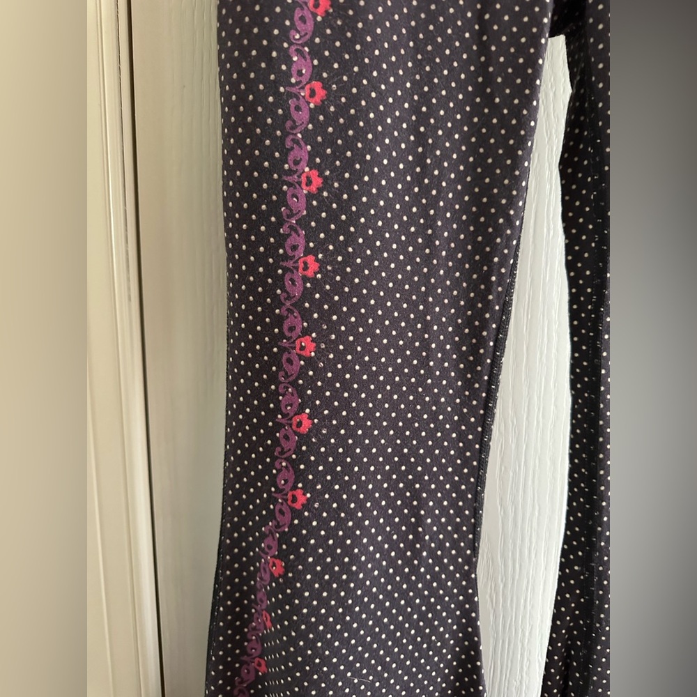 teeki Black Polka Dot Boot Cut Bell Bottom Long Yoga Pants - Picture 2 of 8